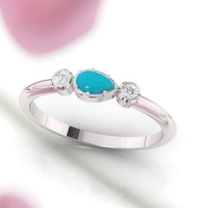 Anel turquesa. Anel de noivado com diamante e turquesa. Anel da eternidade. Anel de noivado. 14K/18K/Platina.