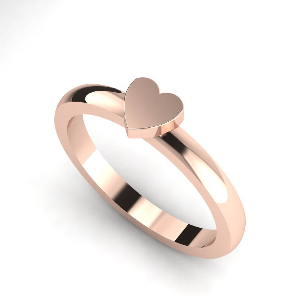 Gold Heart Ring, Promise Ring, Engagement Ring, Rose Gold Wedding Ring. Stack Ring. Heart Signet Ring. Dainty Minimalist Ring.