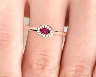 Ruby and diamond ring. Diamond ring. Ruby jewelry. Dainty gold ruby ring.