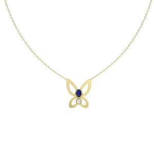 Necklace. The golden butterfly by ASCHERON. Sapphire and diamond necklace.