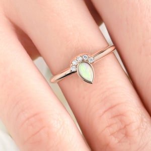 Opal ring. Opal and diamond ring, Opal engagement ring.