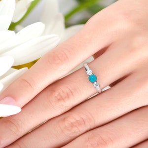Turquoise ring. Turquoise engagement ring. Turquoise and diamond ring. 14K / 18K / Platinum. image 9