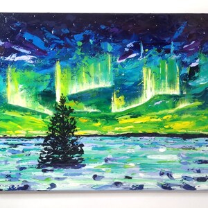 Aurora Borealis - Northern Lights Art- OIL PAINTING on Canvas ...