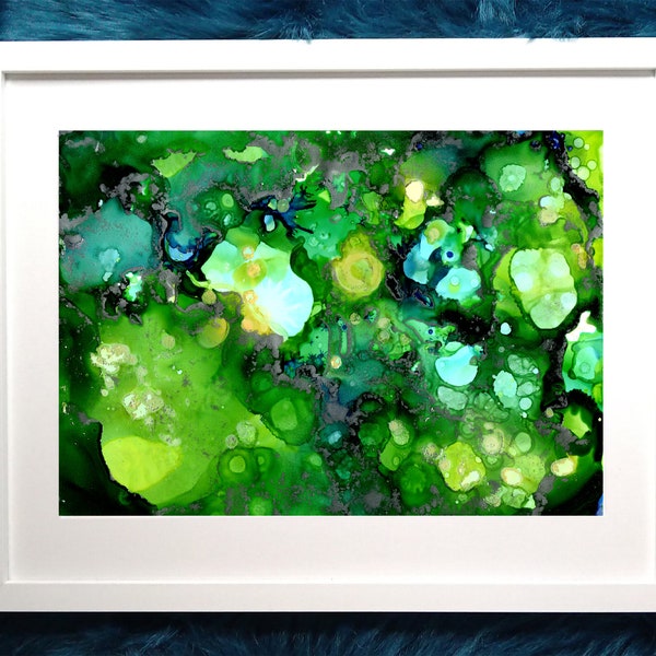 Forest Dream Abstract Art Green Canopy Nature Green Colourful  Printed on High Quality Paper A4 Size Available Framed or Unframed UK Artist