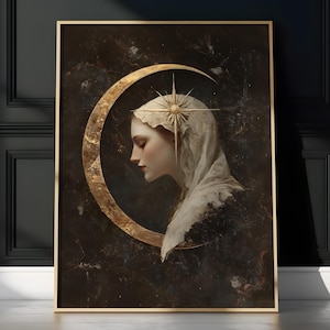 Luna Goddess Digital Print, Greek Goddess, Divine Feminine Art, Moon Art, Feminine energy, Home Decor, Celestial, Goddess Art, Moon Goddess