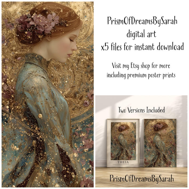 Theia Goddess of Divine Light (digital Download) Art Nouveau, Celestial ...