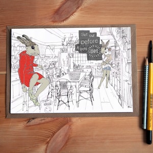 Uiteengezet voordat * Little Red Riding Hood * Wenskaart * Konijn minnaar cadeau
