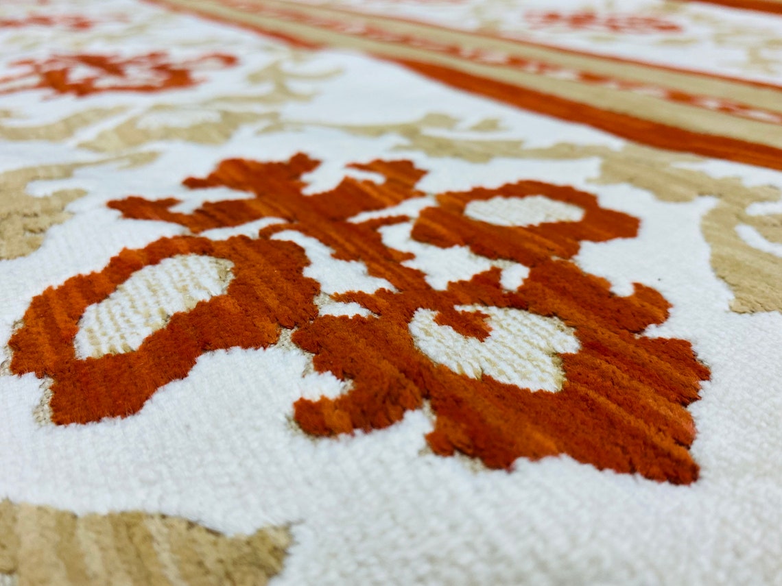 Vintage upholstery fabric 1970s velvet feel baroque design 55 Etsy