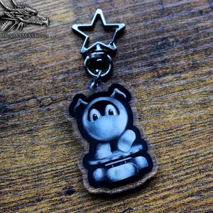 Starquake Key Chain | 80s Retro Gaming Key Ring | 2" Clear Acrylic | Double Sided Mirrored Design | Star Hook Clasp