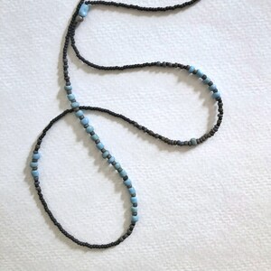 Black and Blue hand blown glass beads #3