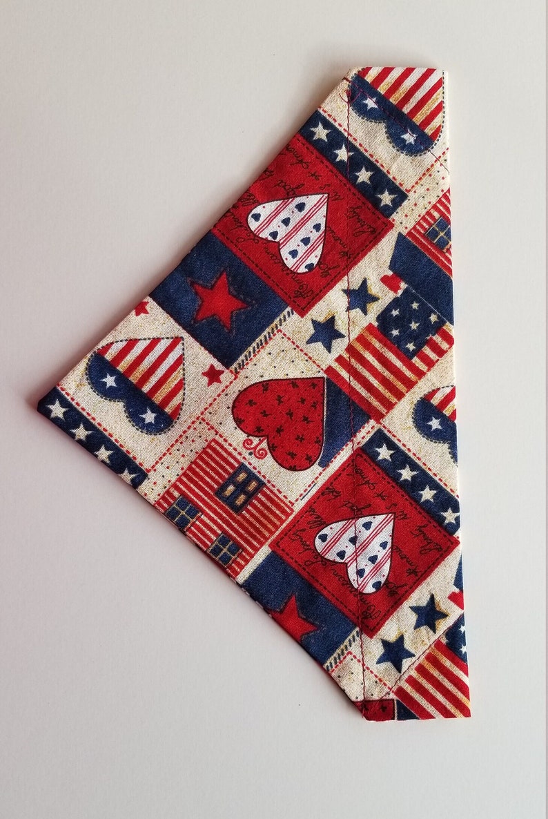 Red White and Blue Floral Over the Collar Dog Bandana Extra Large Red White and Blue Floral Over the Collar Dog Bandana Extra Large