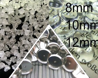 Cabochon Ohrstecker//Ohrclip Dunkel Lila 8mm 10mm oder 12mm