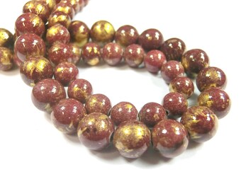 Jade 8mm Farbe blau mit Goldschimmer Kugeln Perlen rund Schmuckperlen