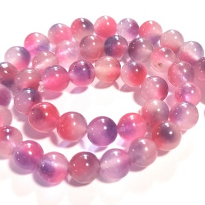 Jade Kugeln Perlen pink lila 8mm rund Schmuckperlen