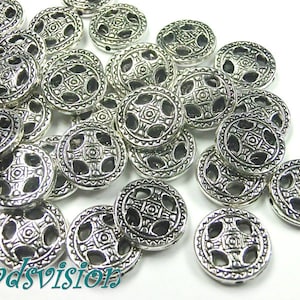 Metal beads spacer coin 14 mm color antique silver 10 / 40 pieces S167 image 1