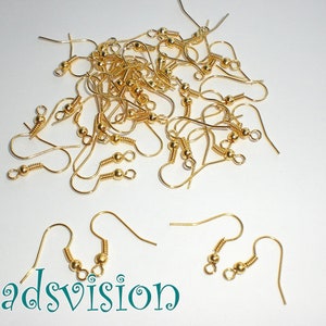 Earrings EAR HOOK fish hook color gold 17 x 21 mm blank jewelry 50 / 250 / 500 pieces S085 image 1