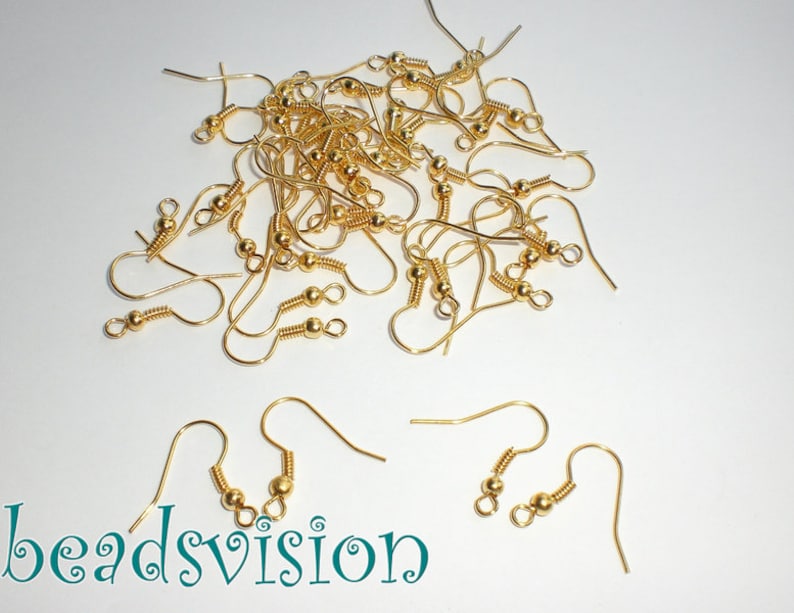 Earrings EAR HOOK fish hook color gold 17 x 21 mm blank jewelry 50 / 250 / 500 pieces S085 image 1