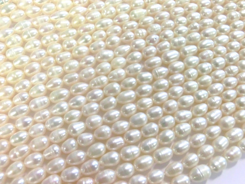 10 30 Süßwasser Perlen creme weiß 5-7,5mm Perlen Zuchtperlen oval barock 3 k Bild 1