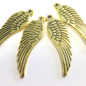 15 alas de ángel WING Charms 30 x 10 mm elección de color plata antigua oro amuleto de la suerte metal colgante de metal imagen 2