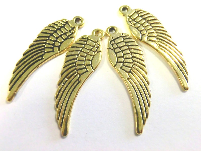 15 ailes d'ange WING Charms 30 x 10 mm choix de couleur antique argent or porte-bonheur métal pendentif en métal gold #S040