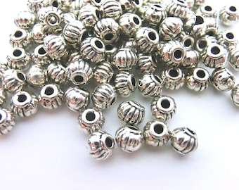 100 SPACER 4.5 mm rondelle spacer beads color antique silver metal beads #S362