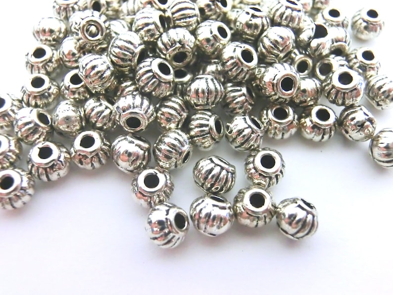 100 SPACER 4.5 mm rondelle spacer beads color antique silver metal beads S362 image 1