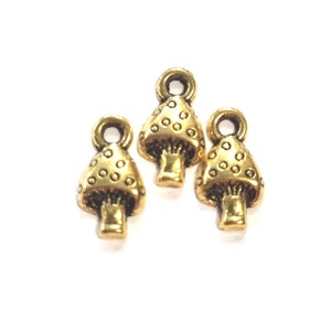 20 pendant charms mushrooms color gold 13 x 7 mm metal 631 image 3