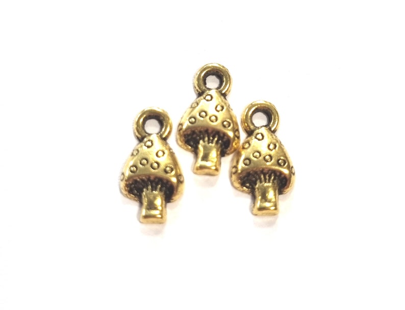 20 pendant charms mushrooms color gold 13 x 7 mm metal 631 image 3