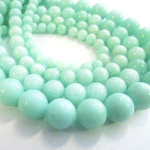 Perles rondes Jade 6 mm turquoise menthe perles 1 fil rond turquoise image 3