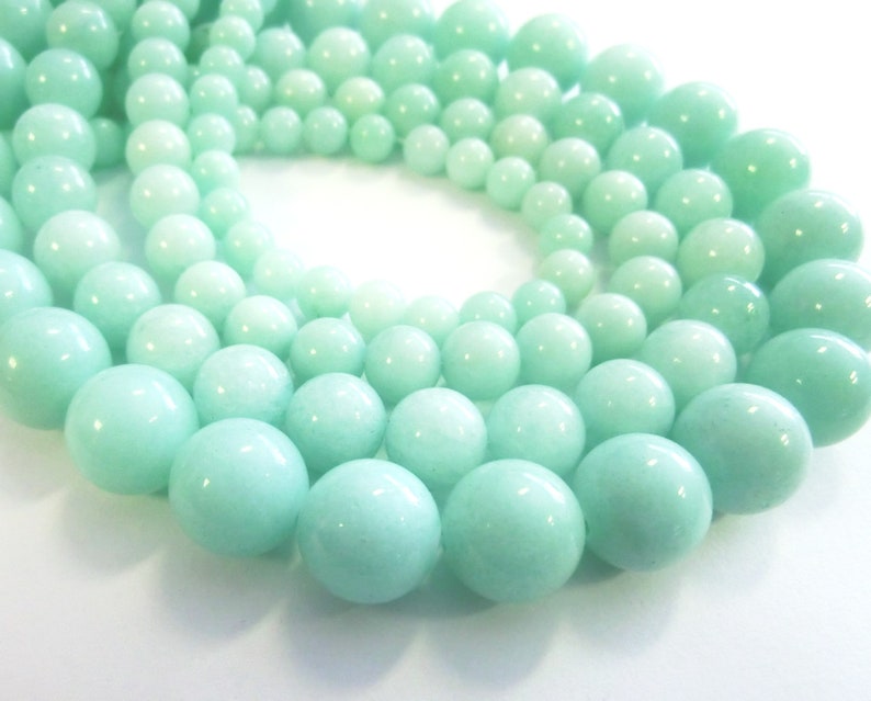 Perles rondes Jade 6 mm turquoise menthe perles 1 fil rond turquoise image 3