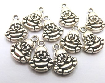 20 Spacer Charms Buddha Metal Beads Color Antique Silver 14mm Metal Pendant #S091