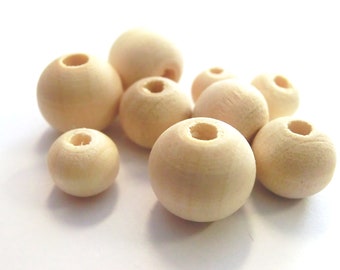 Perles en bois naturel 8 mm 10 mm 12 mm rondes incolores brutes Fabrication de bijoux DIY pour enfilage sélectionnable
