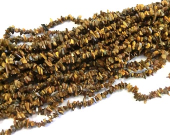 Tiger’s Eye Gemstone Splitter Nuggets ~ 4-8 mm 1 Brin Chips Perles à enfiler