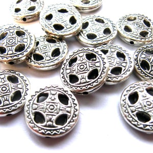 Metal beads spacer coin 14 mm color antique silver 10 / 40 pieces S167 image 5