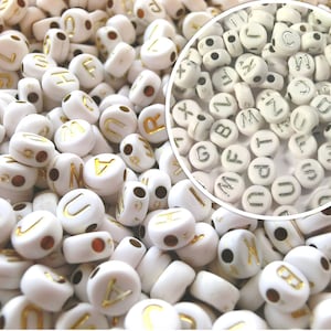 Buchstaben gold silber A-Z Mix rund Acryl Spacer Buchstabenperlen Perlen