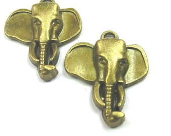 4 bedels olifant hanger 27 x 22 mm kleur brons metalen kettinghanger #S336