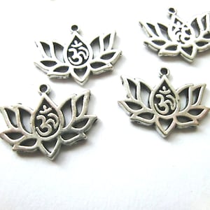 10 pendants lotus flower Ohm Lotus color antique silver S497 image 1