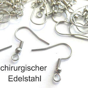 Ohrringe chirurgischer Edelstahl Farbe silber 10-50 Stück Ohrhaken #S083