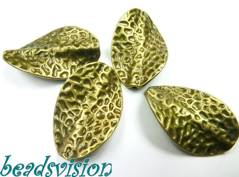 4 spacers wavy LEAVES color bronze 27 x 18 mm metal S394 image 1