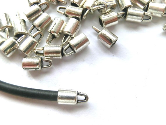 10 Endkappen Farbe silber für Bänder bis ca 5,5mm Kappen #S361