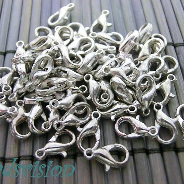 50 Karabiner 10x6mm Verschlüsse Farbe antiksilber #S576