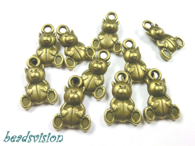 10 / 40 pendant charms bear color bronze metal S585 image 1