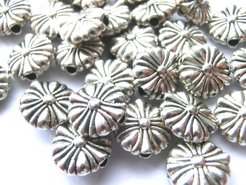 50 Spacer Flower Spacer Metal Color Antique Silver S109 image 4