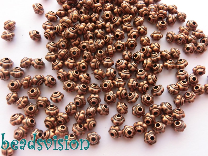 100 1000 metal beads spacer pumpkin 3 x 4 mm color copper roundel S255 image 1