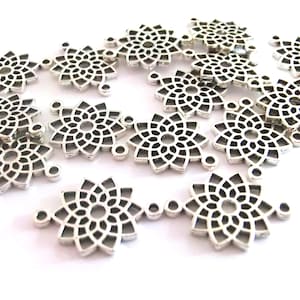 2-20 Verbinder zur Schmuckherstellung Mandala 20mm Ornamente Metall Farbe antiksilber für Bänder #S271