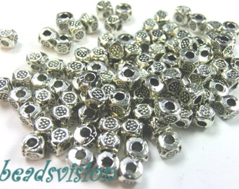 100 cubo espaciador cuentas de metal cuentas intermedias 3 mm color cuadrado metal plateado antiguo #S509