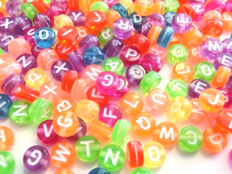 Letter Beads A-Z Number Beads Heart 7 mm 100 250 pieces 250 Buchstaben #21