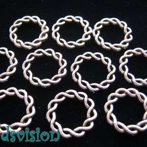 10/50 Braided Rings 21mm Color Antique Silver Connectors Metal Rings Round S552 image 2