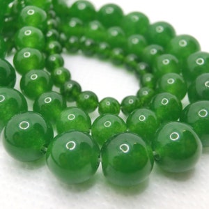 Jade 4/6/8 mm moss green green round balls beads 1 strand