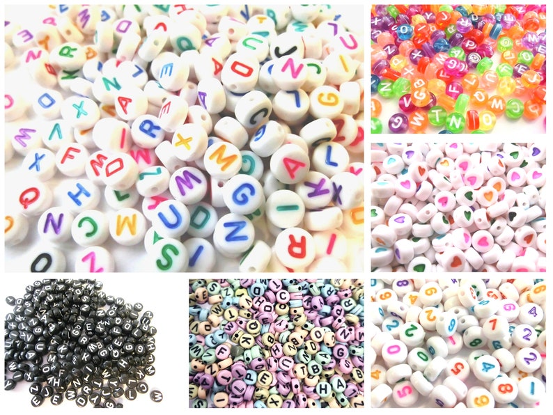 Letter Beads A-Z Number Beads Heart 7 mm 100 250 pieces image 1